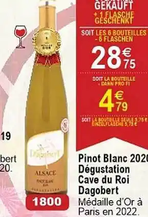 Cora x Carrefour Pinot blanc 2020 dégustation cave du roi dagobert offre