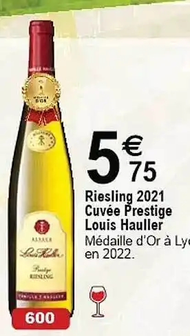 Riesling 2021 cuvée prestige louis hauller