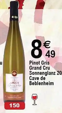 Cora x Carrefour Pinot gris grand cru sonnenglanz cave de beblenheim offre