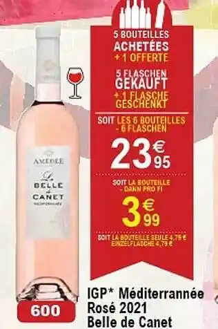 Cora x Carrefour Igp méditerranée rosé 2021 belle de canet offre