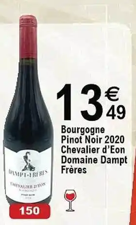Bourgogne pinot noir 2020 chevalier d'eon domaine dampt frĂšres