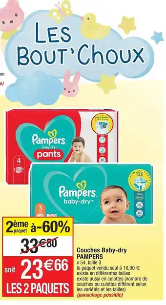 Cora x Carrefour Couches baby-dry pampers offre
