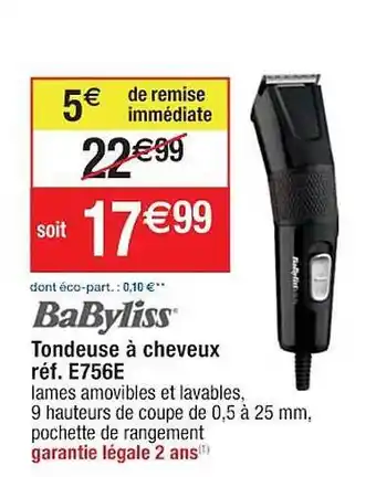 Tondeuse à cheveux babyliss