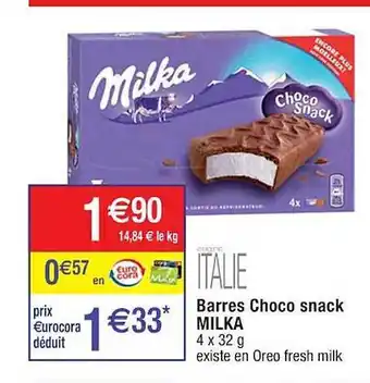 Cora x Carrefour Barres choco snack milka offre