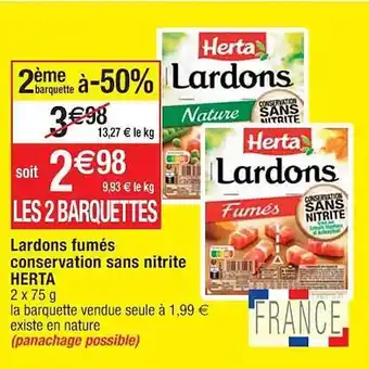 Lardons fumés conservation sans nitrite herta
