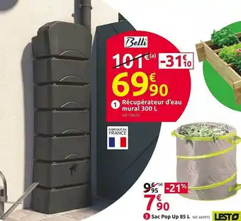 Mr Bricolage Sac pop up 85 l belli, récupérateur d'eau mural 300 l offre