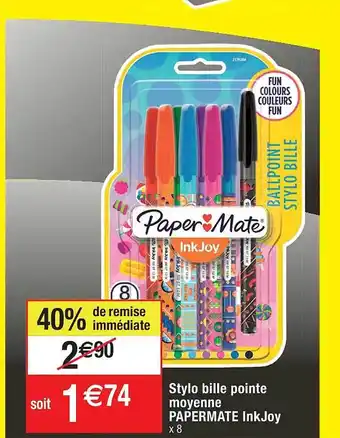 Stylo bille pointe moyenne papermate inkjoy