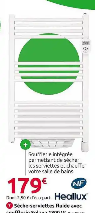 Mr Bricolage Sèche-serviettes fluide avec soufflerie solana 1800 w heallux offre