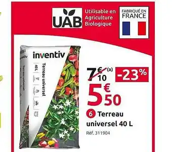 Mr Bricolage Terreau universel 40 l inventiv offre