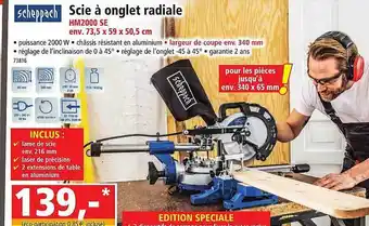 Norma Scie à onglet radiale scheppach offre