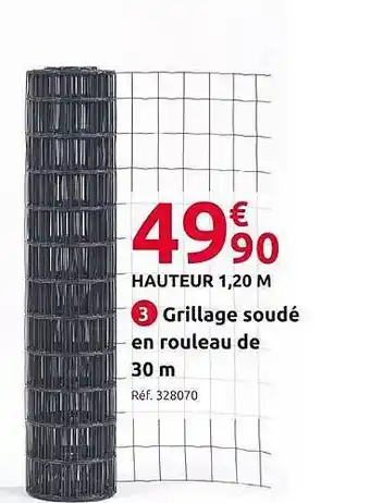 Grillage soudé en rouleau de 30 m