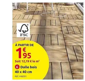Mr Bricolage Dalle bois 40 x 40 cm offre