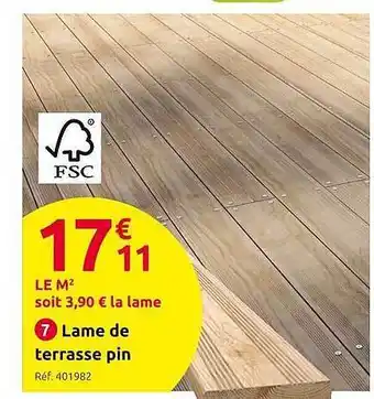 Mr Bricolage Lame de terrasse pin offre