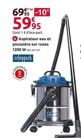 Mr Bricolage Aspirateur eau et poussière sur roues 1200 w scheppach offre