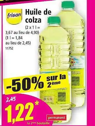 Norma Huile de colza frisan offre