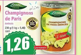 Norma Champignons de paris émincés ernte krone offre