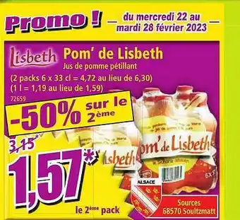 Norma Pom' de lisbeth jus de pomme pétillant offre