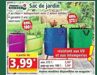 Norma Sac de jardin powertec garden offre