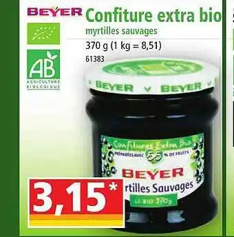 Norma Confiture extra bio myrtilles sauvages beyer offre