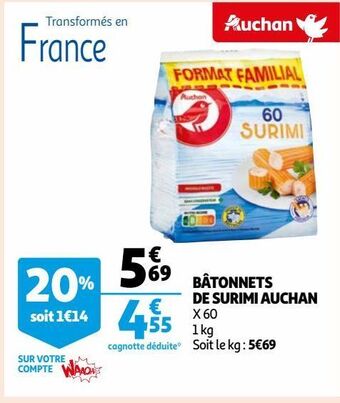Auchan Bâtonnets de surimi auchan offre