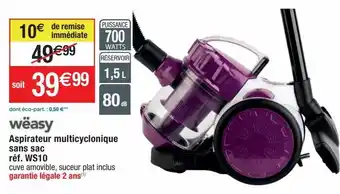 Cora x Carrefour Aspirateur sans sac offre