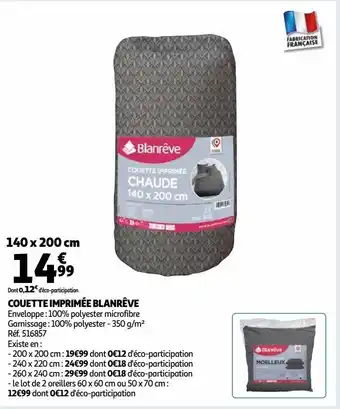 Auchan Couette imprimée blanrêve offre