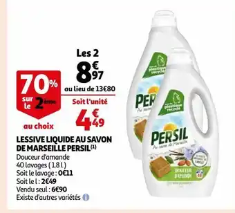 Auchan Supermarché Lessive liquide au savon de marseille persil offre