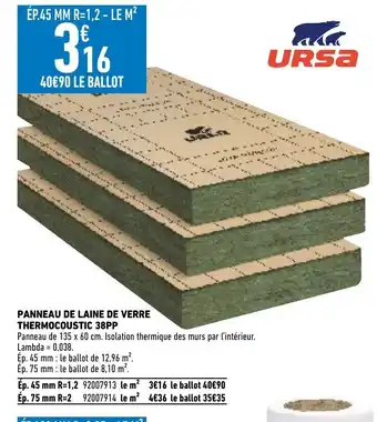 Brico Cash Panneau de Laine de Verre Thermocoustic 38PP offre