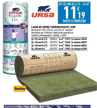 Brico Cash Laine de Verre Thermocoustic 32QP offre