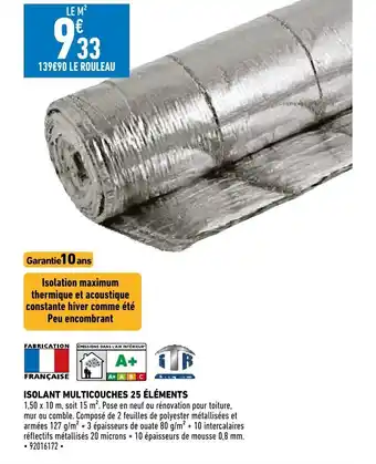 Brico Cash Isolant Multicouches 25 éléments offre