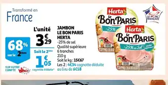 Auchan Supermarché Jambon Le Bon Paris Herta offre