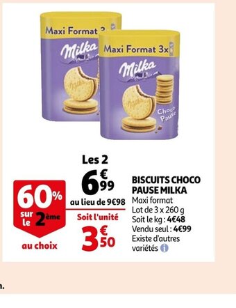 Auchan Supermarché Biscuits Choco Pause Milka offre