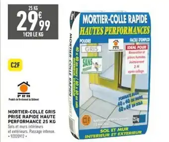 Mortier Colle Gris Prise Rapide Haute Performance 25kg