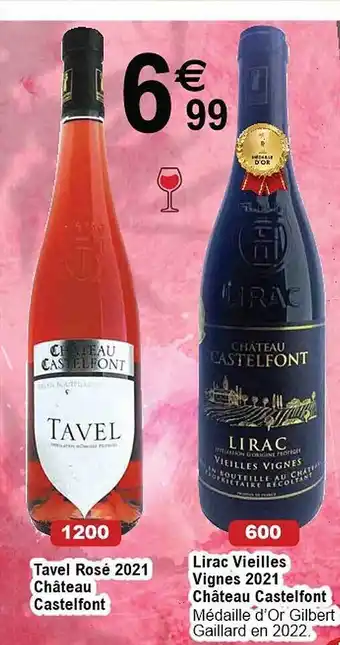 Tavel rosé 2021 chùteau castelfont, lirac vieilles vignes 2021 chùteau castelfont