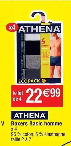 Cora x Carrefour Boxers basic homme athena offre