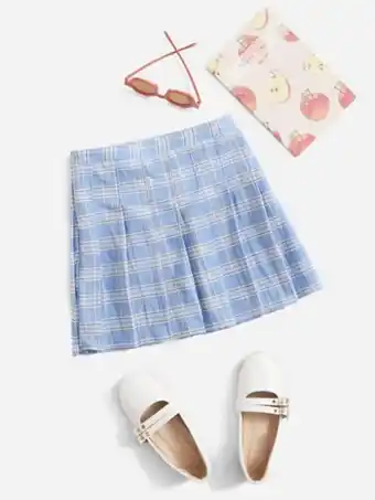SheIn Shein jupe plissée à carreaux avec zip offre