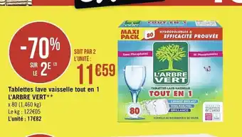 Casino Supermarchés Tablettes lave vaisselle tout en 1 L'Arbre Vert offre