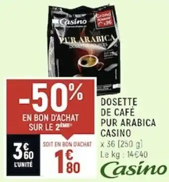 Spar Dosette de café pur arabica CASINO offre