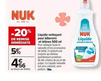 Liquide nettoyant pour biberons et tétines nuk