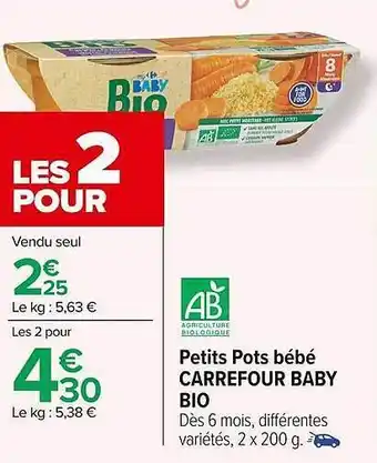 Carrefour Market Petits pots bébé carrefour baby bio offre