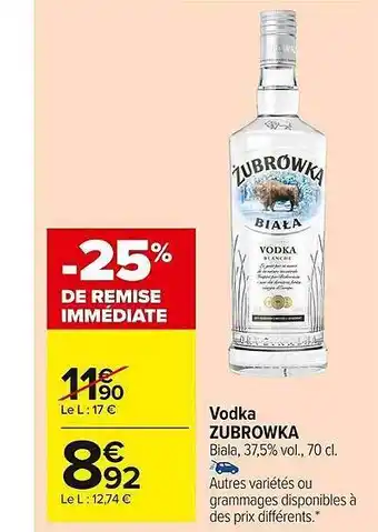 Carrefour Market Vodka zubrowka offre