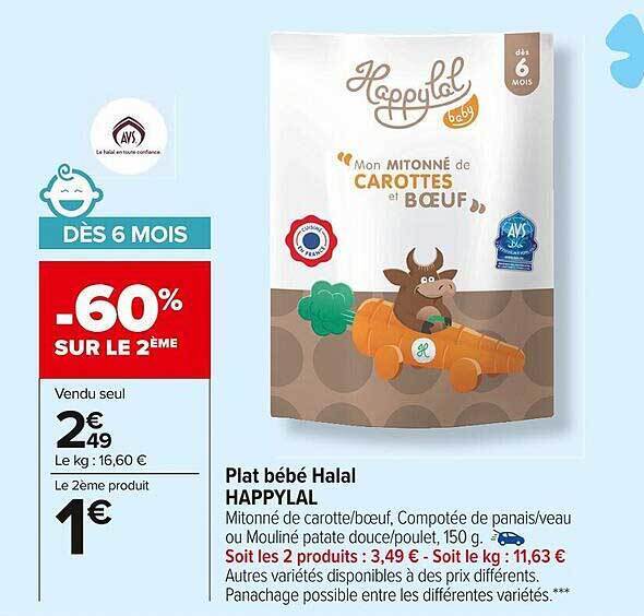 Promo Plat bébé halal happylal chez Carrefour Market