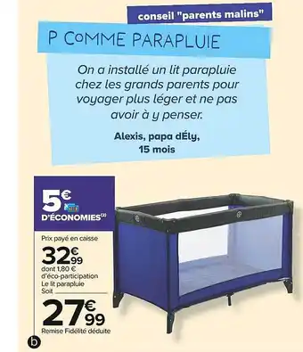 Carrefour Market Lit parapluie offre