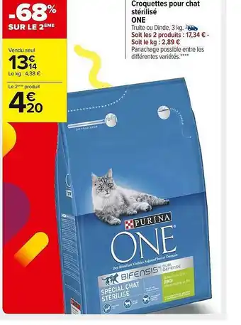 Carrefour Market Croquettes pour chat stérilisé purina one offre