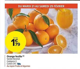 Carrefour Market Orange feuille offre