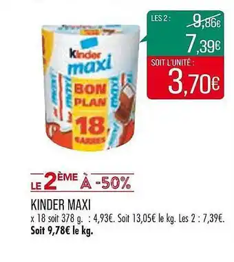 Match Kinder maxi offre