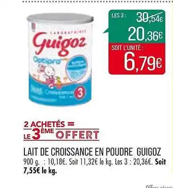 Match Lait de croissance en poudre guigoz offre