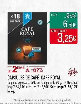 Match Capsules de café café royal offre