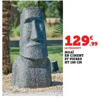 Moaï en ciment et pierre ht 100 cm