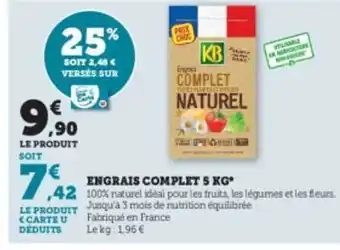 Super U Engrais complet 5 kg kb offre